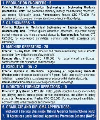 Okay Fern Precision Castings Pvt Ltd - Engg Job Alert